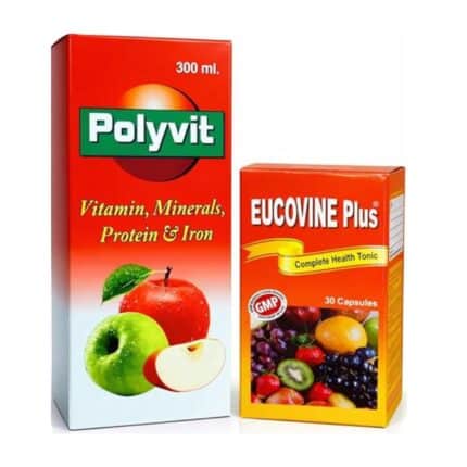 Ayurvedic Polyvit 300 ml Syrup and Eucovine Plus 30 Capsule for Vitamin